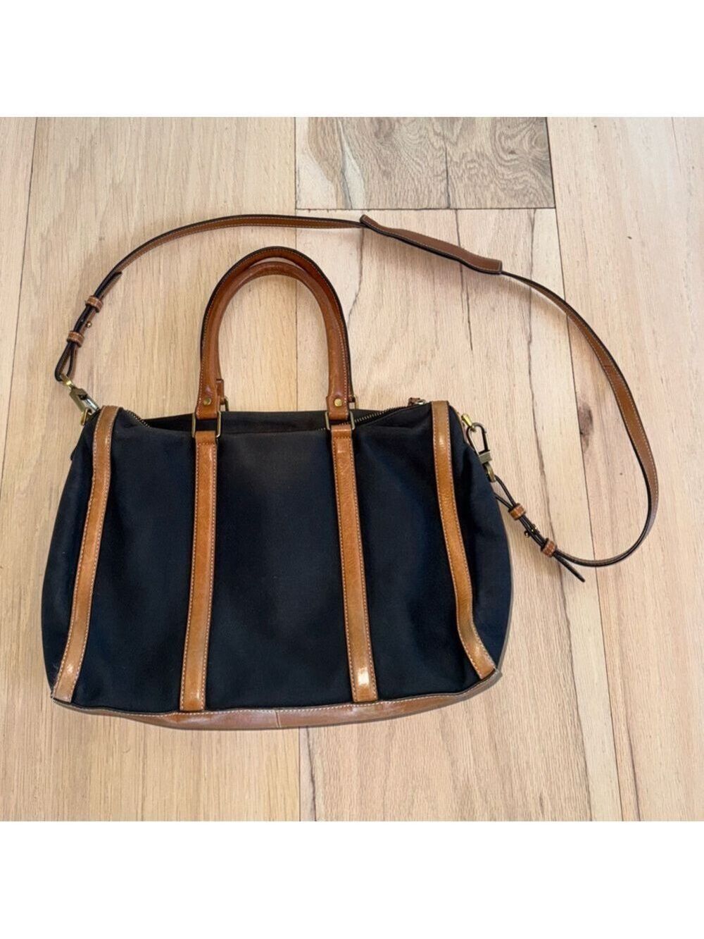 Fossil Vintage Brown Leather Handbag Tote Bag Purse